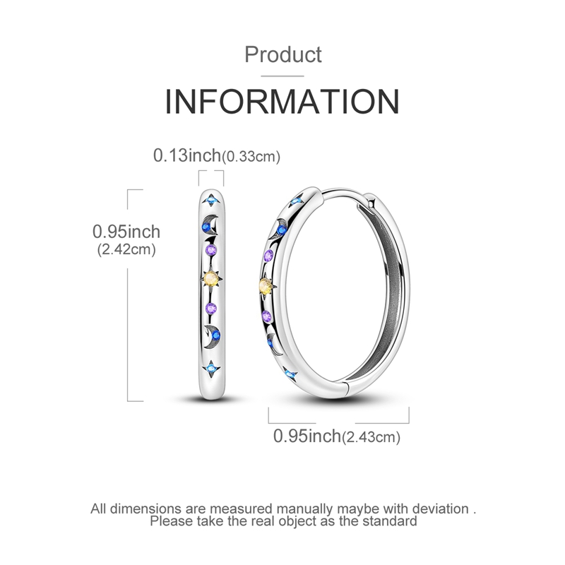 Women's 925 Silver Starry Sky Earrings with Colored Gemstones